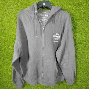 Hard Rock Hollywood Seminole Gray Full Zip Hoodie‎ King Card Guitar XL